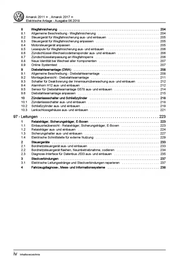 VW Amarok 2H (10>) Elektrische Anlage Elektrik Systeme Reparaturanleitung PDF