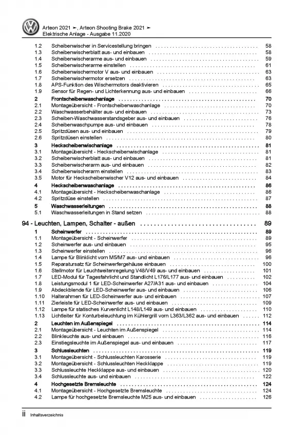 VW Arteon 3H ab 2020 Elektrische Anlage Elektrik Systeme Reparaturanleitung PDF