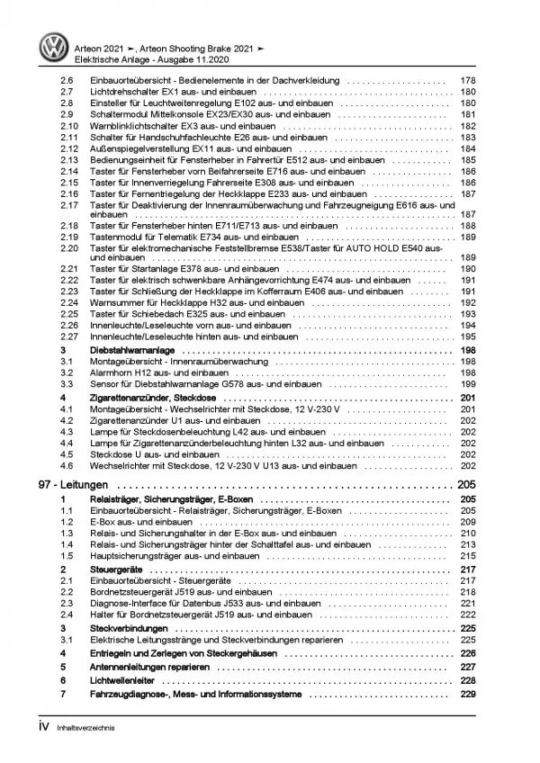 VW Arteon 3H ab 2020 Elektrische Anlage Elektrik Systeme Reparaturanleitung PDF