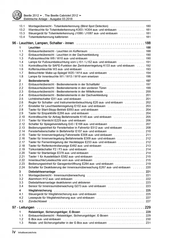 VW Beetle 5C (11-16) Elektrische Anlage Elektrik Systeme Reparaturanleitung PDF