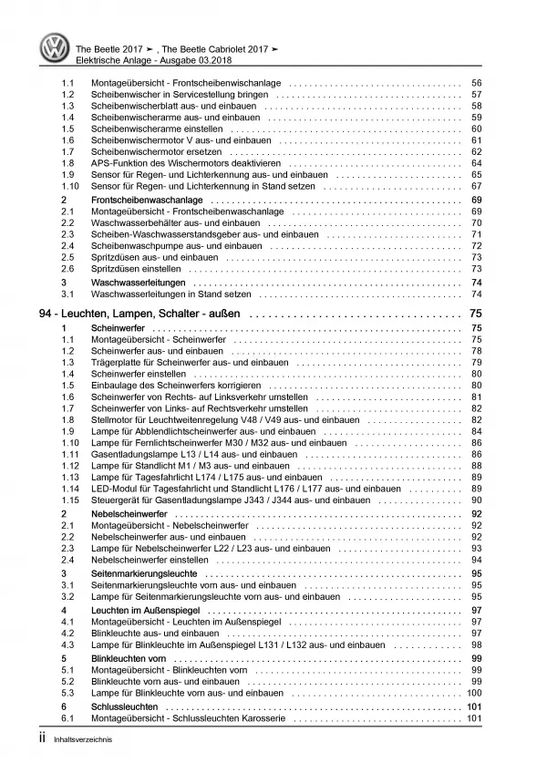 VW Beetle NBL (16-19) Elektrische Anlage Elektrik Systeme Reparaturanleitung PDF