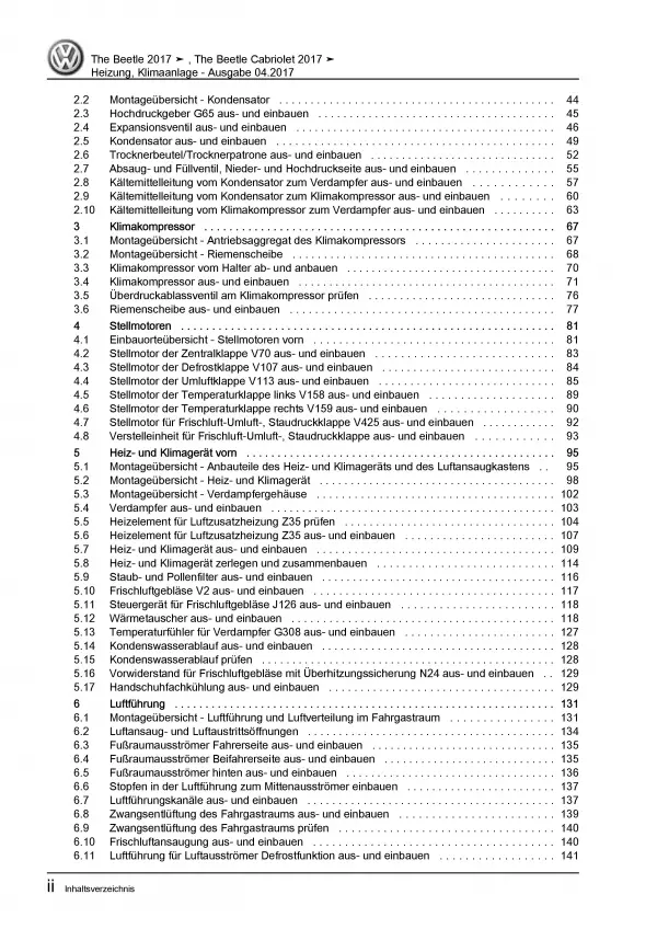 VW Beetle Typ NBL (16-19) Heizung Belüftung Klimaanlage Reparaturanleitung PDF