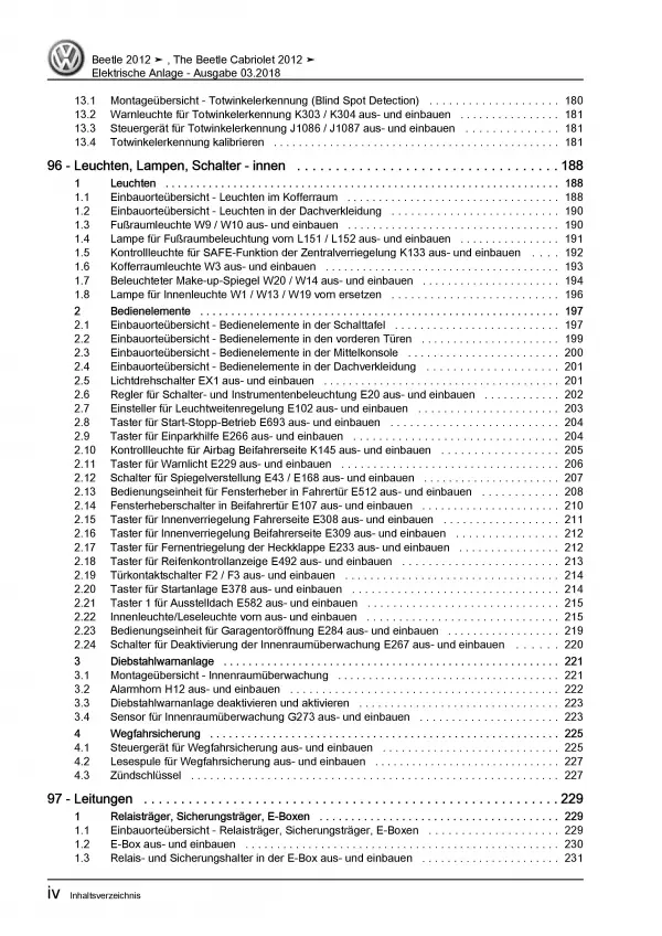 VW Beetle Cabrio 5C 2011-2016 Elektrische Anlage Elektrik Reparaturanleitung PDF