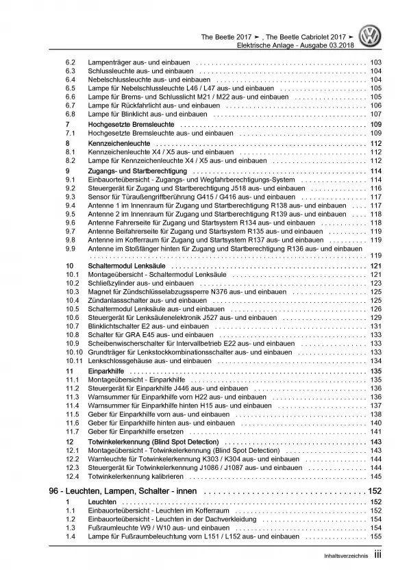 VW Beetle Cabrio NBC (16-19) Elektrische Anlage Systeme Reparaturanleitung PDF