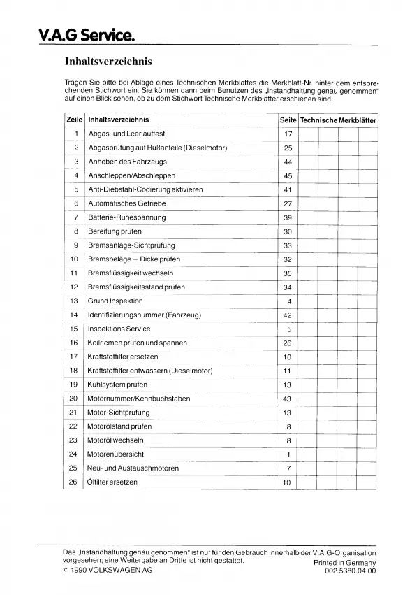 VW Transporter T3 1986-1992 Instandhaltung Inspektion Reparaturanleitung PDF