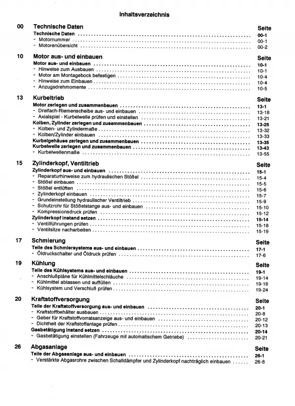 VW Bus T3 (79-92) 1,9l Benzinmotor 56-75 PS Mechanik Reparaturanleitung PDF