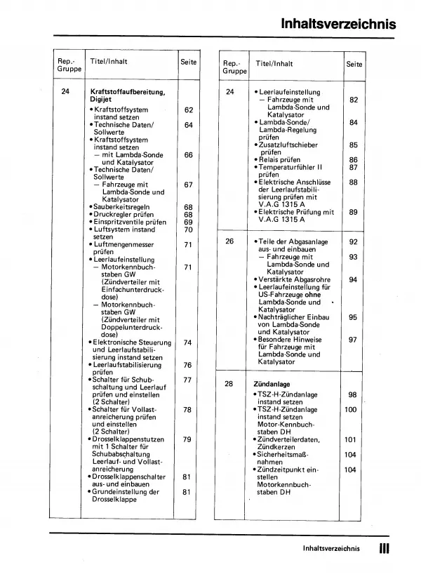 VW Transporter T3 1979-1992 1,9l Benzinmotor 82-90 PS Reparaturanleitung PDF