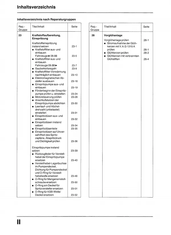 VW Transporter Bus T3 (79-92) Diesel Einspritz- Vorglühanlage Reparaturanleitung