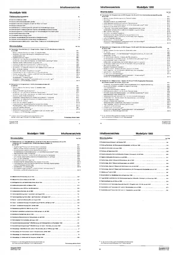 VW Transporter T3 1986-1992 Schaltplan Stromlaufplan Verkabelung Elektrik Pläne