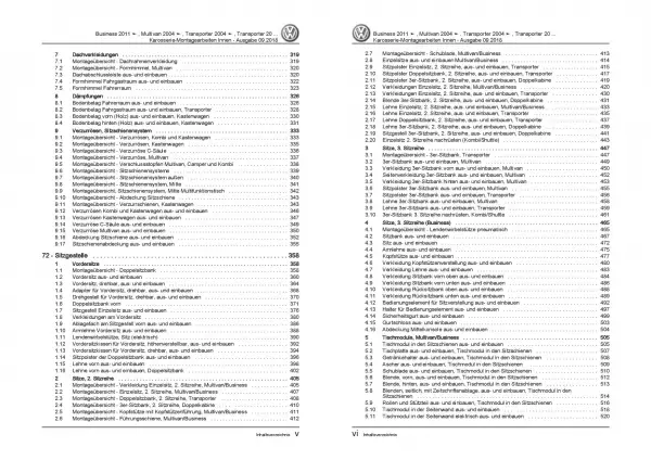 VW Transporter T5 2003-2015 Karosserie Montage Innen Reparaturanleitung PDF
