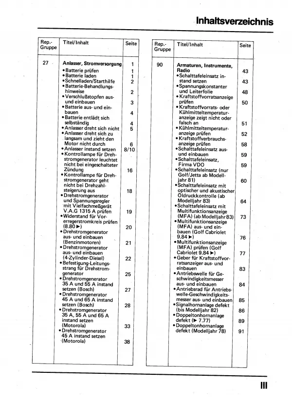 VW Caddy 1983-1995 Elektrische Anlage Elektrik Systeme Reparaturanleitung PDF