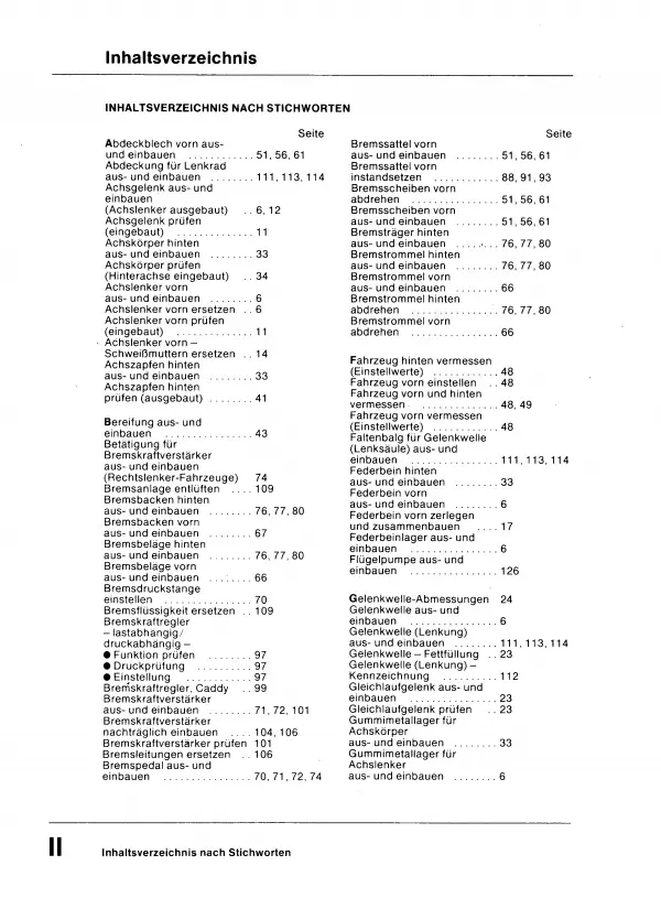 VW Caddy Typ 14D 1983-1995 Fahrwerk Achsen Lenkung Reparaturanleitung PDF