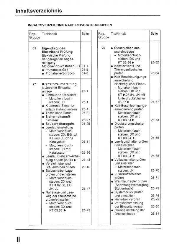 VW Caddy 14D 1983-1995 1,6l 1,8l K-Jetronic Zündanlage Reparaturanleitung PDF