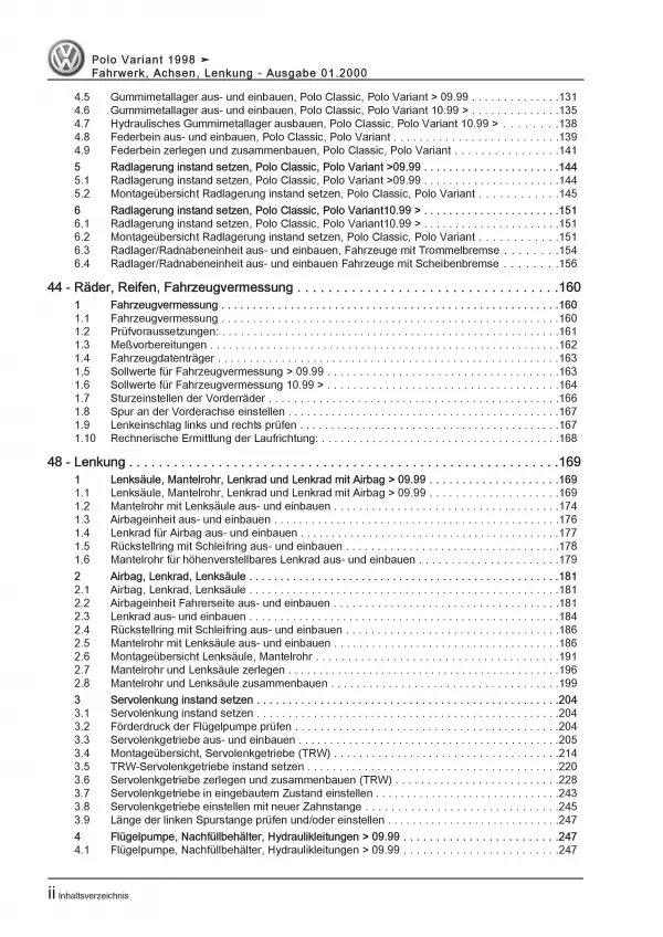 VW Caddy Typ 9K 1995-2003 Fahrwerk Achsen Lenkung Reparaturanleitung