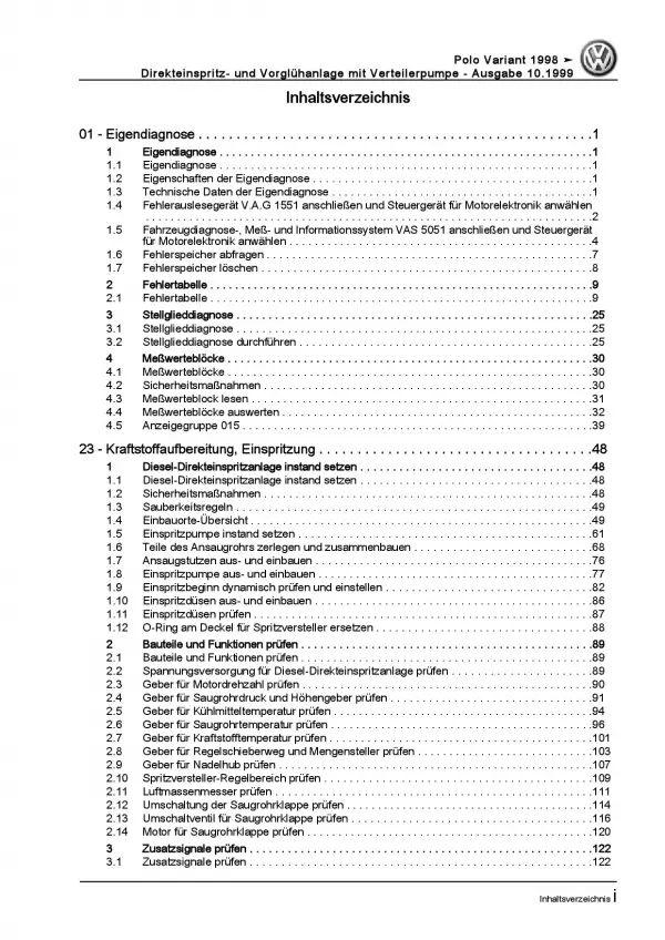 VW Caddy 9K (95-03) Diesel Einspritz- Vorglühanlage 1,9l Reparauranleitung PDF