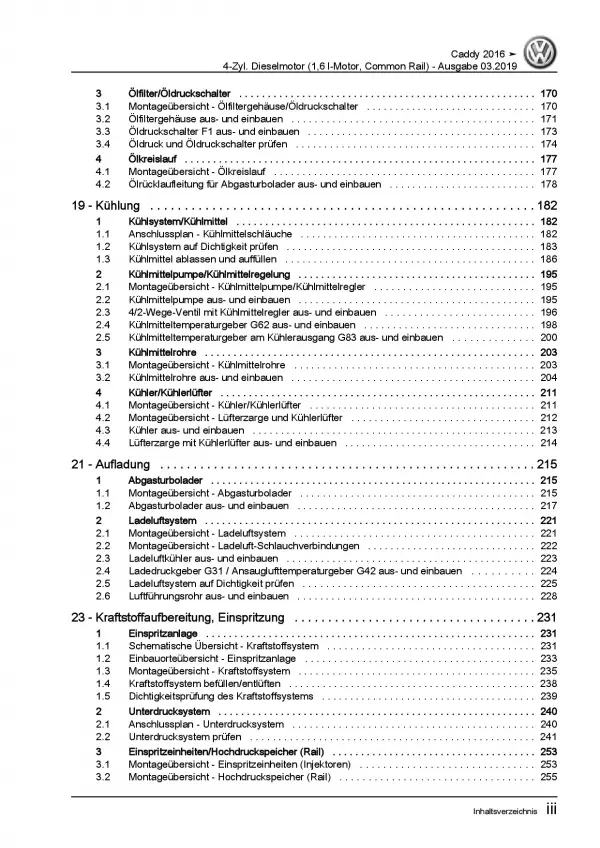 VW Caddy SA ab 2015 4-Zyl. 1,6l Dieselmotor TDI 75-102 PS Reparaturanleitung PDF