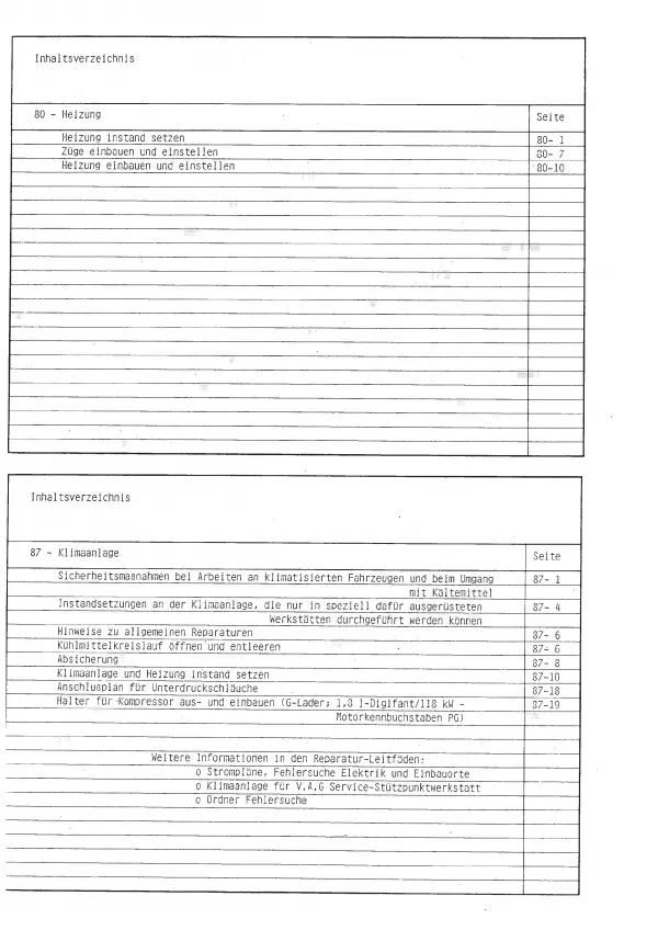 VW Corrado Typ 50 1988-1995 Heizung Belüftung Klimaanlage Reparaturanleitung PDF