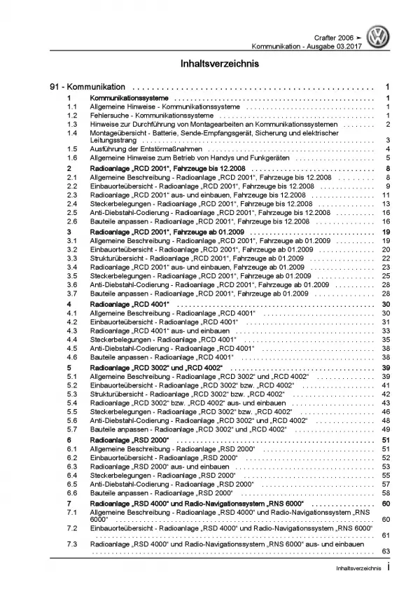 VW Crafter 2E 2006-2016 Radio Navigation Kommunikation Reparaturanleitung PDF