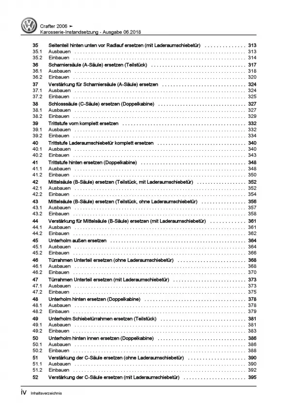 VW Crafter 2E 2006-2016 Karosserie Unfall Instandsetzung Reparaturanleitung PDF