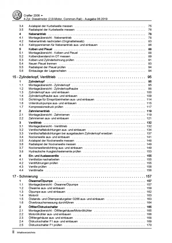 VW Crafter 2E 2006-2016 2,0l Dieselmotor TDI 109-163 PS Reparaturanleitung PDF