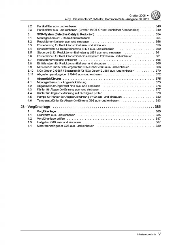 VW Crafter 2E 2006-2016 2,0l Dieselmotor TDI 109-163 PS Reparaturanleitung PDF