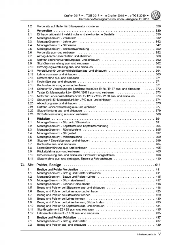 VW Crafter SY SZ ab 2017 Karosserie Montagearbeiten Innen Reparaturanleitung PDF