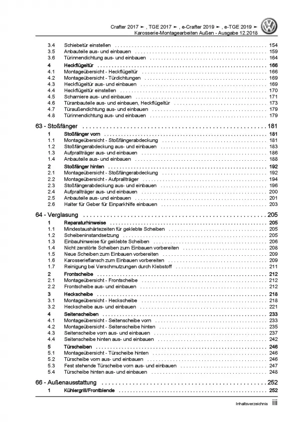 VW Crafter SY SZ ab 2017 Karosserie Montagearbeiten Außen Reparaturanleitung PDF