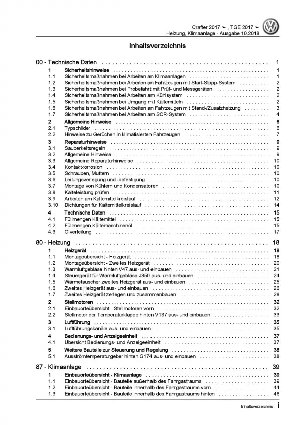 VW Crafter SY SZ ab 2017 Heizung Belüftung Klimaanlage Reparaturanleitung PDF