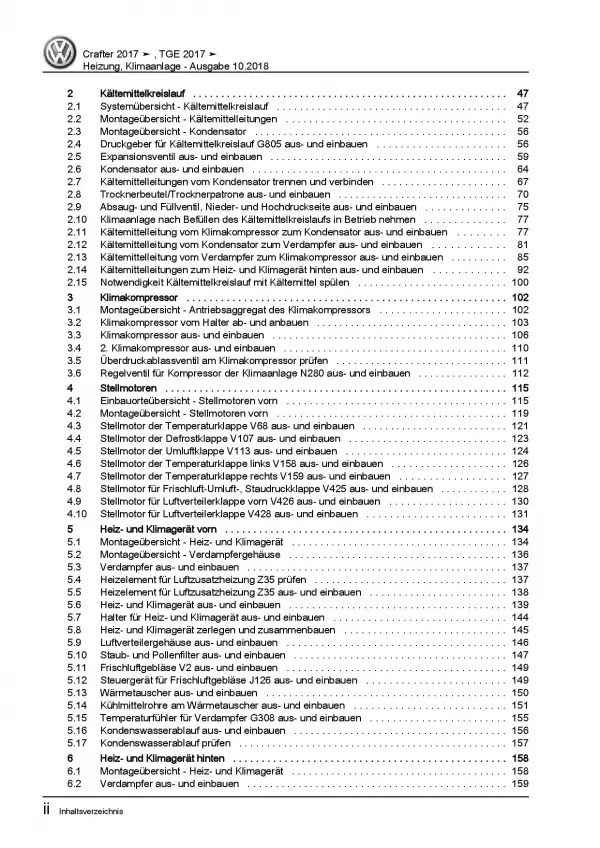 VW Crafter SY SZ ab 2017 Heizung Belüftung Klimaanlage Reparaturanleitung PDF