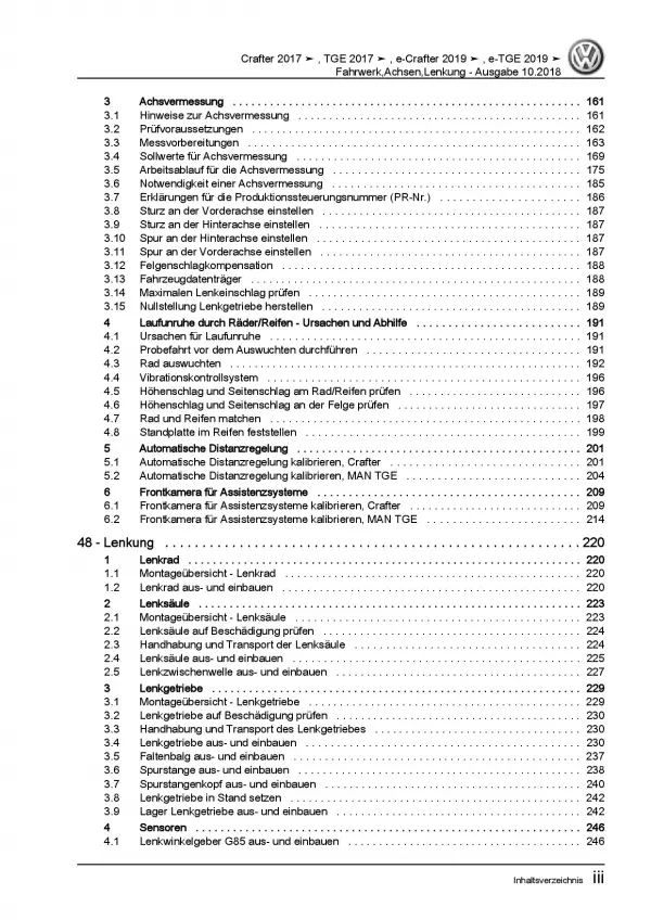 VW Crafter Typ SY SZ ab 2017 Fahrwerk Achsen Lenkung Reparaturanleitung PDF