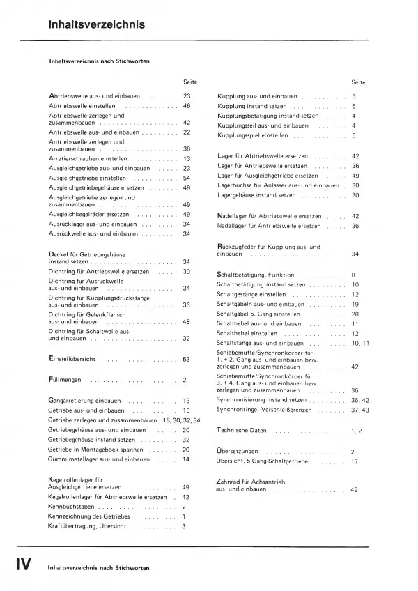 VW Golf 1 17 1974-1984 5 Gang Schaltgetriebe Kupplung 020 Reparaturanleitung PDF