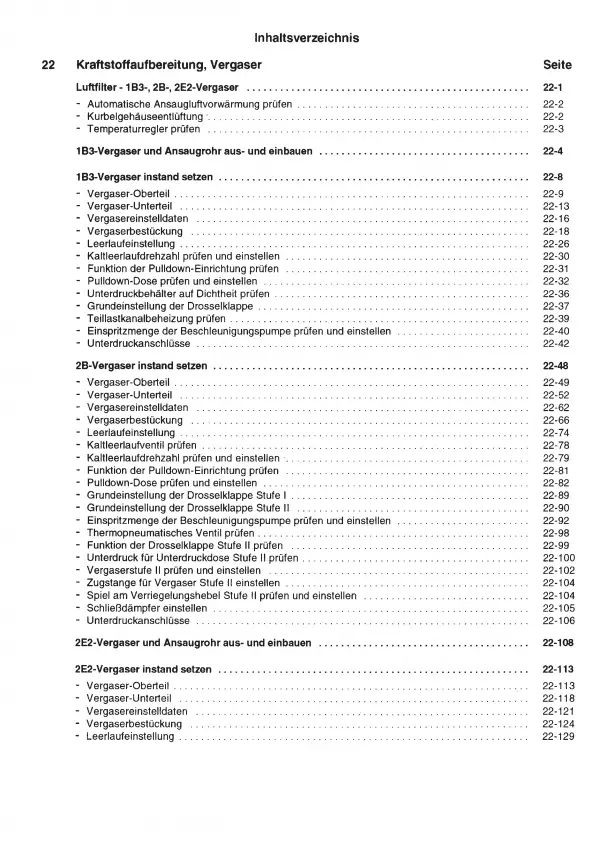 VW Golf 1 115/17 (74-84) 1B3 2B2 2B5 2E2 Vergaser Zündanlage Reparaturanleitung