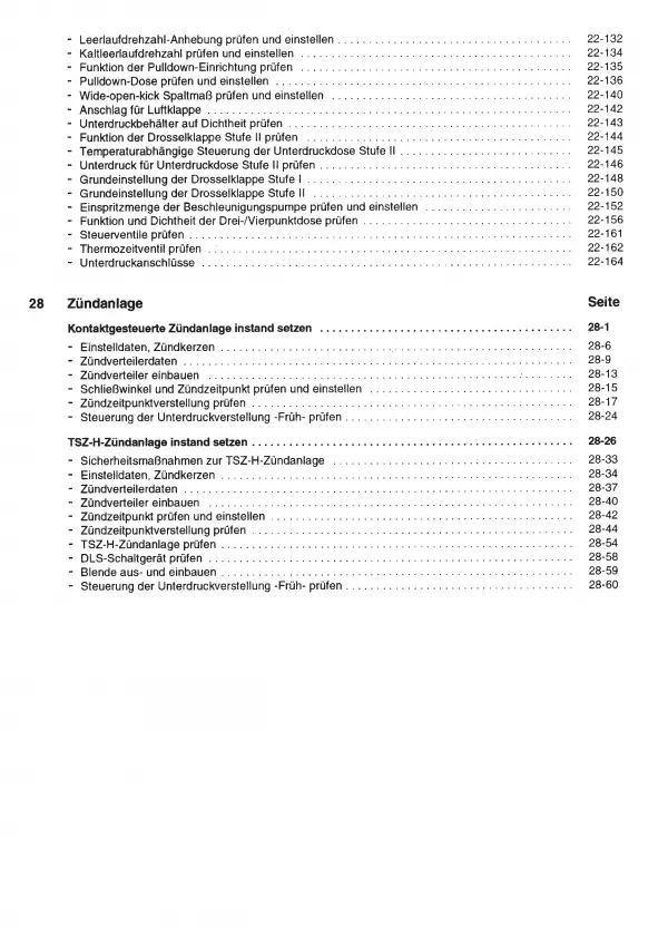 VW Golf 1 115/17 (74-84) 1B3 2B2 2B5 2E2 Vergaser Zündanlage Reparaturanleitung