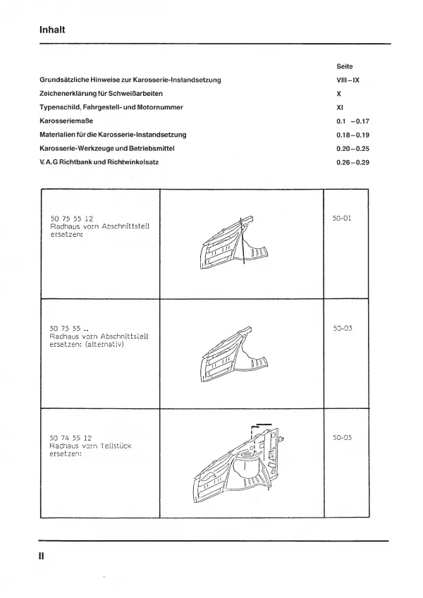 VW Golf 2 Typ 19 1984-1992 Karosserie Unfall Instandsetzung Reparaturanleitung