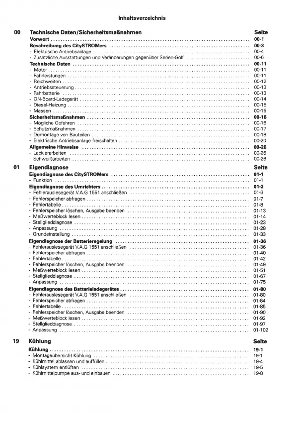 VW Golf 3 Typ 1H 1991-1999 CitySTROMer Elektroantrieb Reparaturanleitung