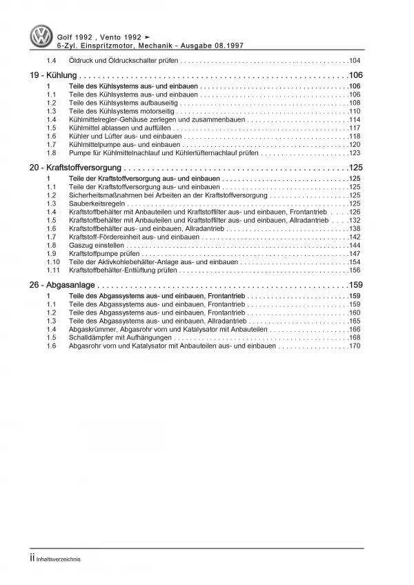 VW Golf 3 1H (91-99) 6-Zyl. 2,8l 2,9l Benzinmotor 174-190 PS Reparaturanleitung