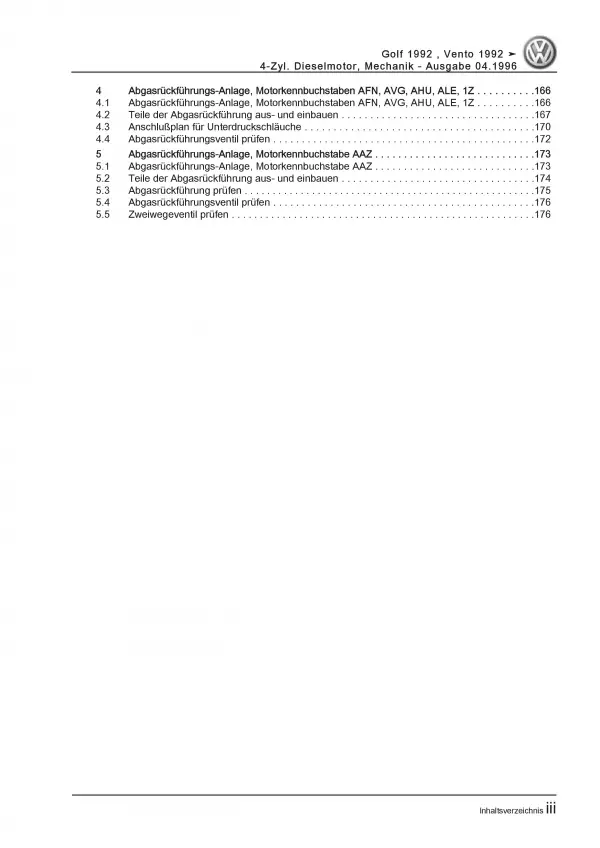 VW Golf 3 Typ 1H (91-99) 1,9l Dieselmotor TDI 64-110 PS Reparaturanleitung PDF