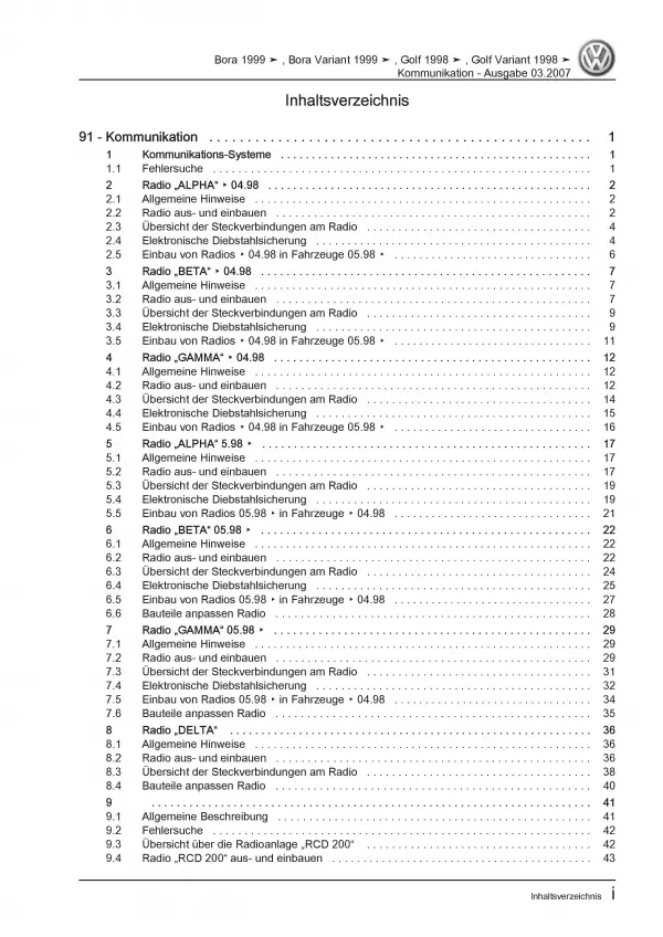 VW Golf 4 1J 1997-2006 Radio Navigation Kommunikation Reparaturanleitung PDF