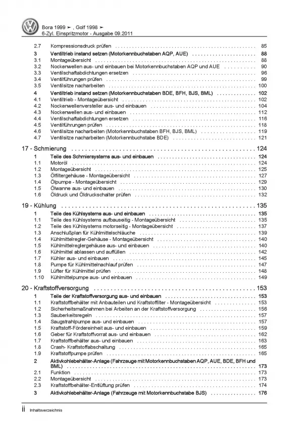 VW Golf 4 1J (97-06) 6-Zyl. 2,8l 3,2l Benzinmotor 204-241 PS Reparaturanleitung