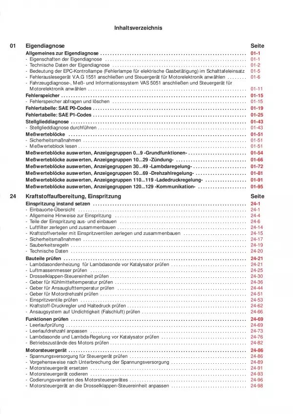 VW Golf 4 1J (97-06) Motronic Einspritz- Zündanlage 1,8l Reparaturanleitung PDF