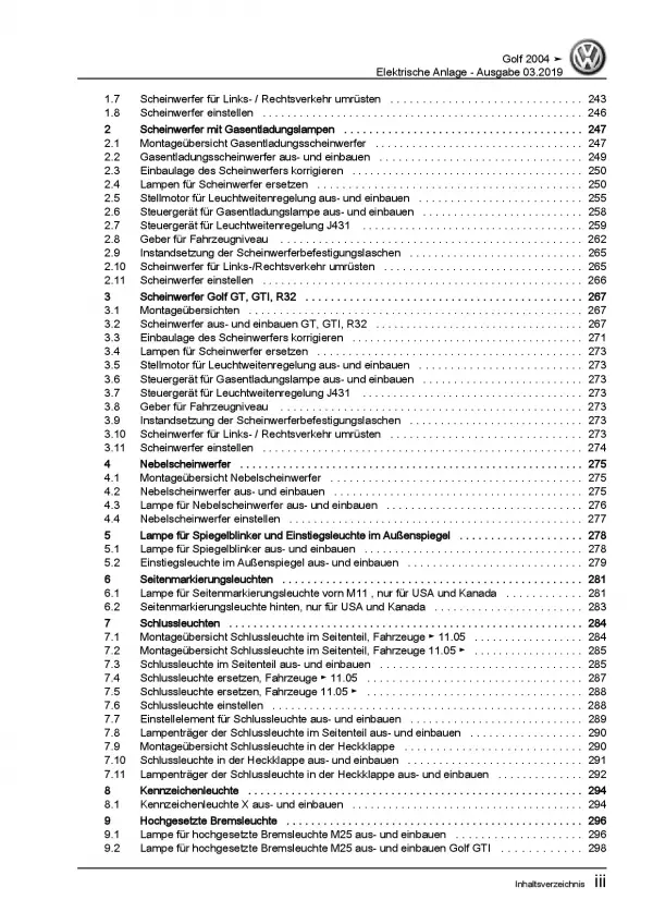 VW Golf 5 1K (03-08) Elektrische Anlage Elektrik Systeme Reparaturanleitung PDF