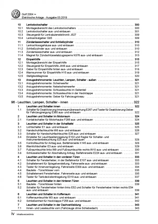 VW Golf 5 1K (03-08) Elektrische Anlage Elektrik Systeme Reparaturanleitung PDF