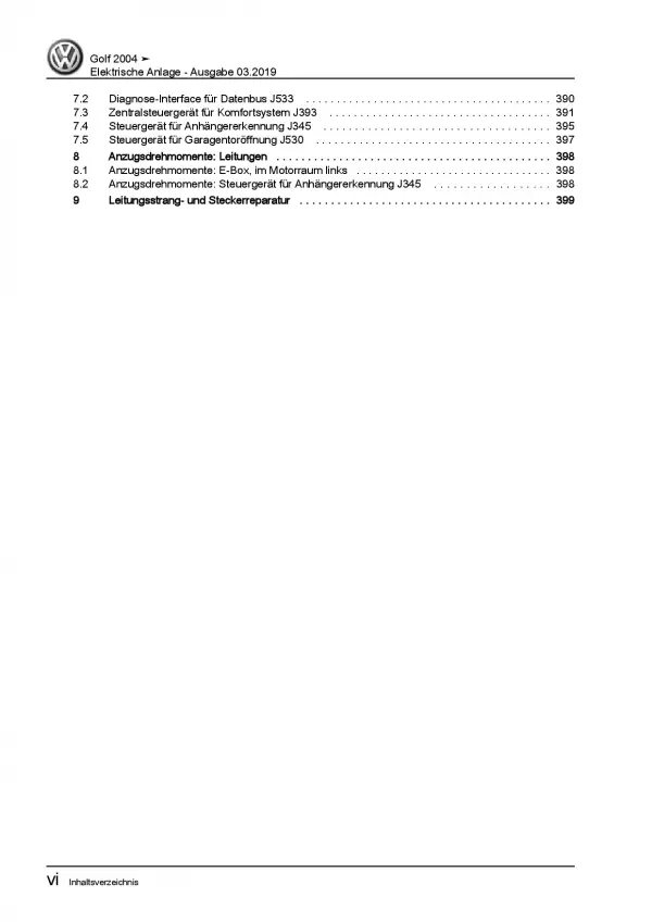 VW Golf 5 1K (03-08) Elektrische Anlage Elektrik Systeme Reparaturanleitung PDF