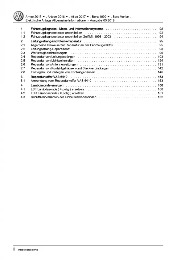 VW Golf 7 5G/AU ab 2012 Allgemeine Info Elektrische Anlage Reparaturanleitug PDF