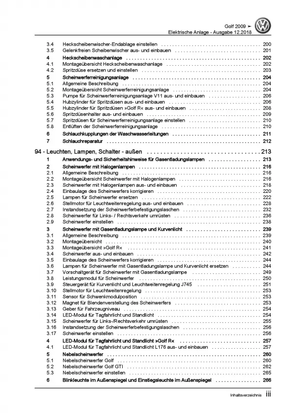 VW Golf 6 Typ 1K/5K 2008-2012 Elektrische Anlage Systeme Reparaturanleitung PDF