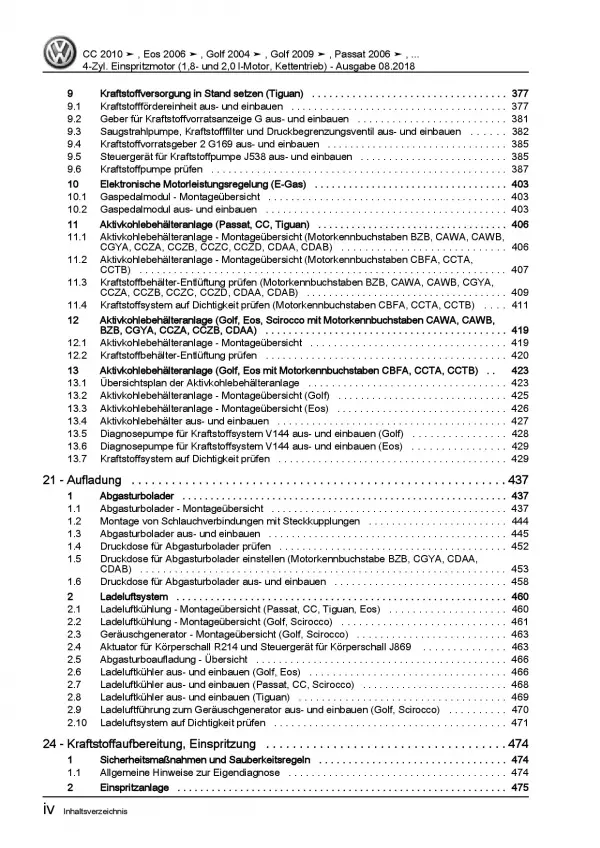 VW Golf 6 Typ 1K/5K (08-12) 1,8l 2,0l Benzinmotor 152-211 PS Reparaturanleitung