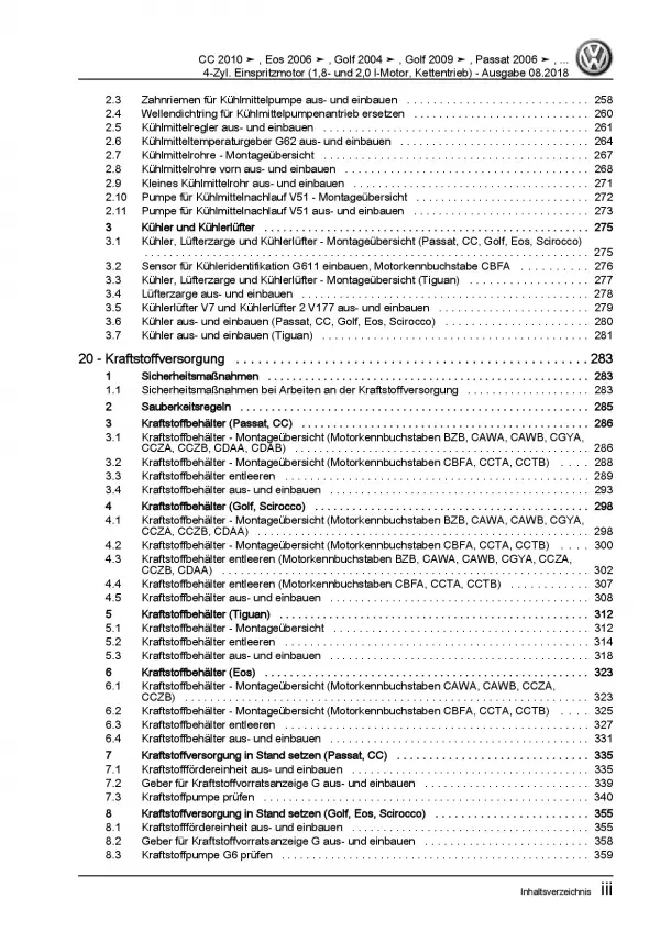 VW Golf 5 Plus 5M 2003-2008 Benzinmotor 152-211 PS Reparaturanleitung PDF