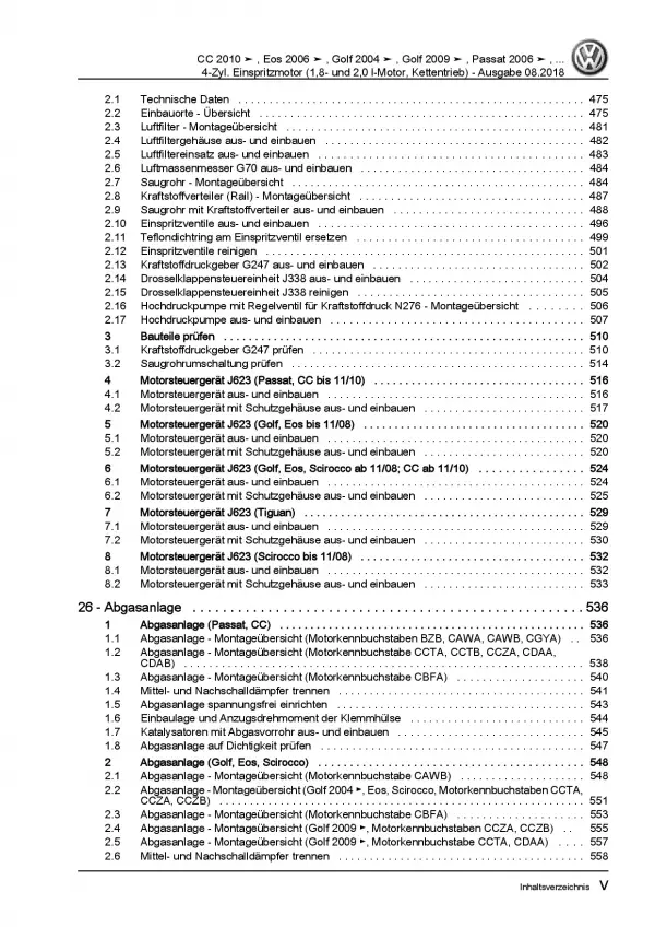 VW Golf 5 Plus 5M (03-08) 1,8l 2,0l Benzinmotor 152-211 PS Reparaturanleitung