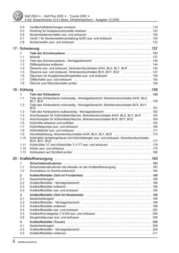 VW Golf 5 Plus 5M (03-08) 4-Zyl. 2,0l Benzinmotor FSI 150 PS Reparaturanleitung