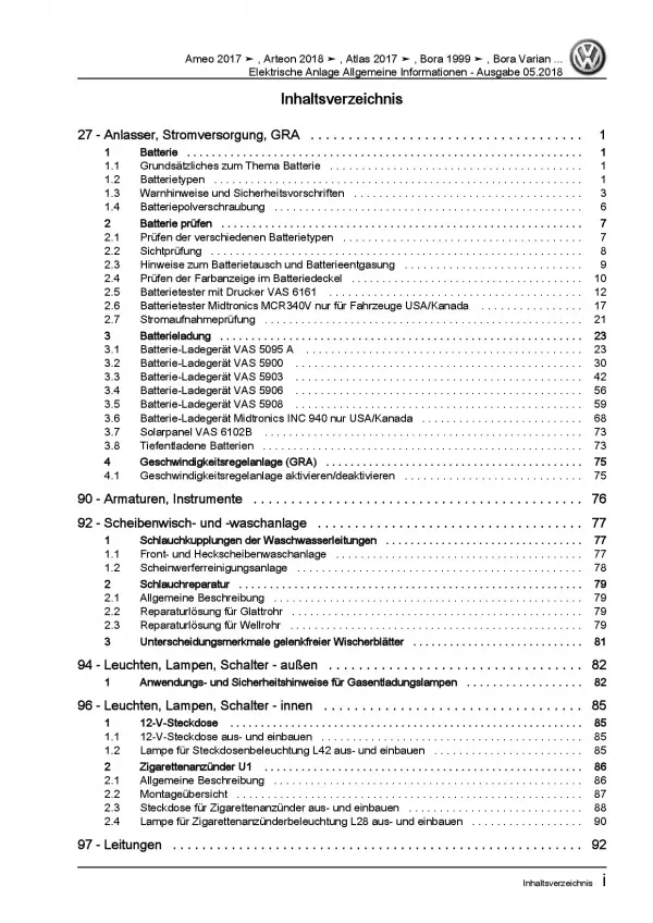 VW Golf 5 Plus (03-08) Allgemeine Info Elektrische Anlage Reparaturanleitung PDF